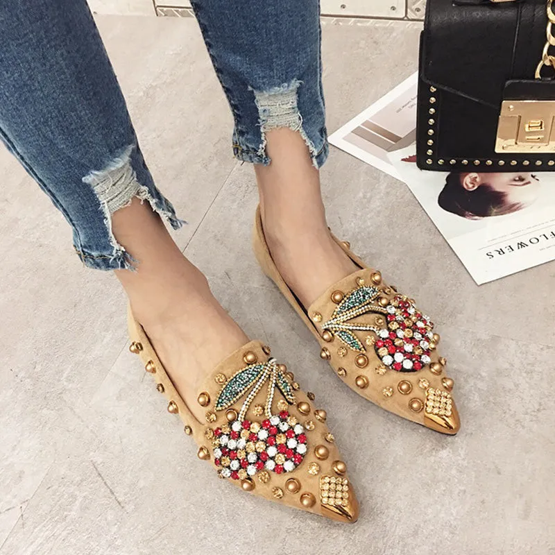 🎉 Sommer-Special 🎉Kirsche Strass Nietenschuhe