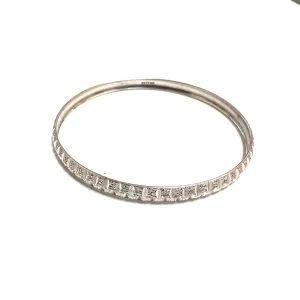 10K White Gold (4.1mm) Diamond Cut Slip On Baby Bangle