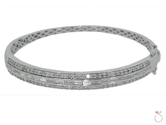 14k White Gold Diamond bangle Bracelet, 2.48 ctw.