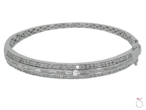 14k White Gold Diamond bangle Bracelet, 2.48 ctw.