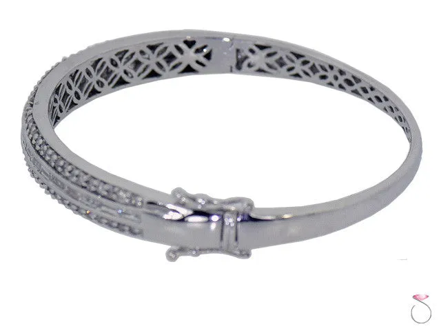 14k White Gold Diamond bangle Bracelet, 2.48 ctw.