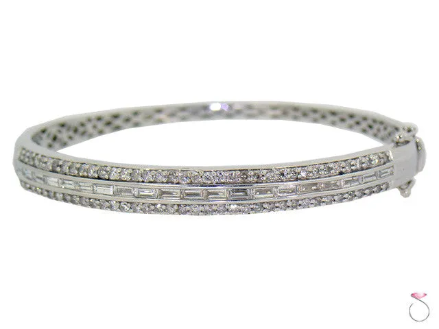14k White Gold Diamond bangle Bracelet, 2.48 ctw.