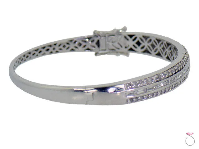 14k White Gold Diamond bangle Bracelet, 2.48 ctw.