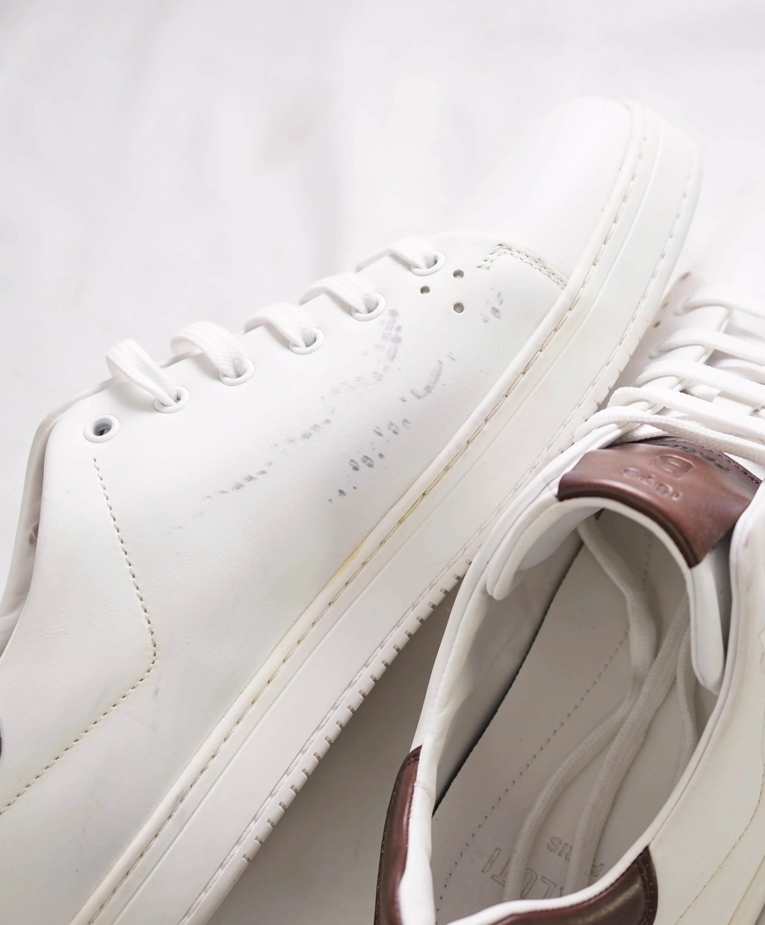 $1,720 BERLUTI PARIS- "SCRITTO" Leather Lace-Up Sneakers In White - 9.5 US (8.5 Stamped)