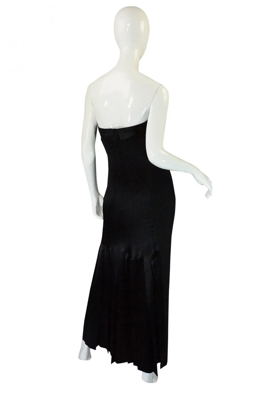 1980s Valentino Pleated Back Silk Gown