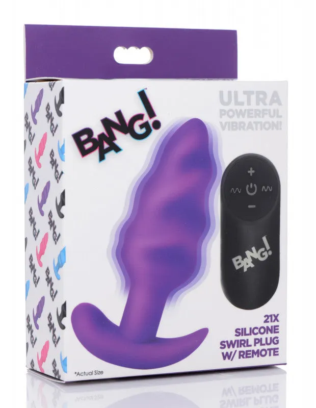 21x Silicone Swirl Plug With Remote - Purple