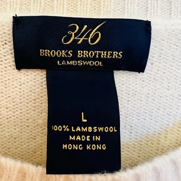 346 Brooks Brothers Vintage Sweater 100% Lambswool Size Large Made in Hong Kong