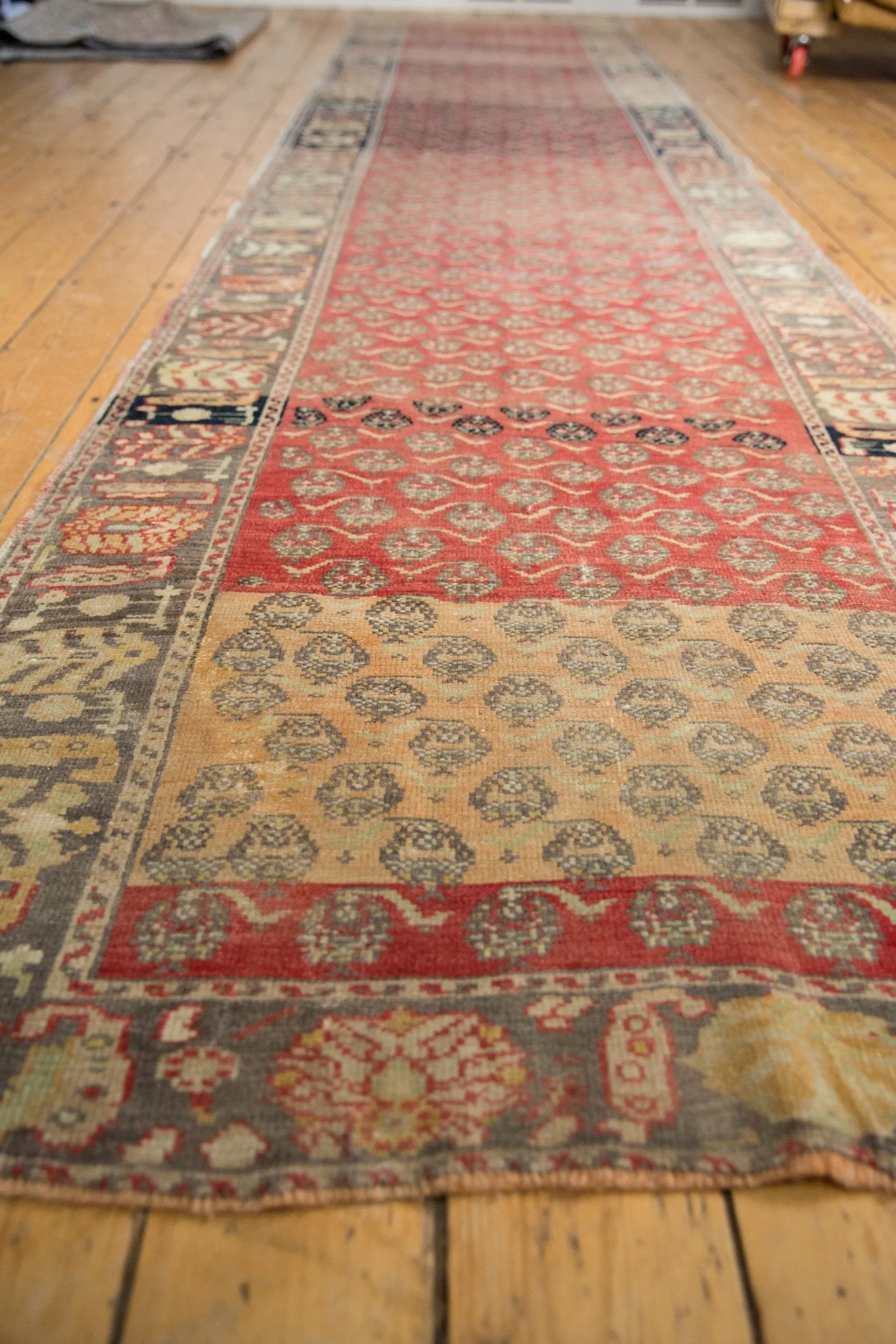3.5x15 Vintage Distressed Oushak Rug Runner