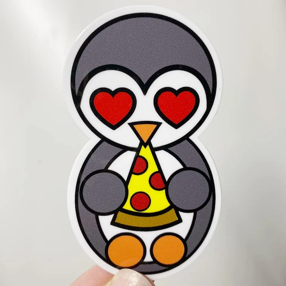3" Foodie Pizza Penguin Vinyl Sticker