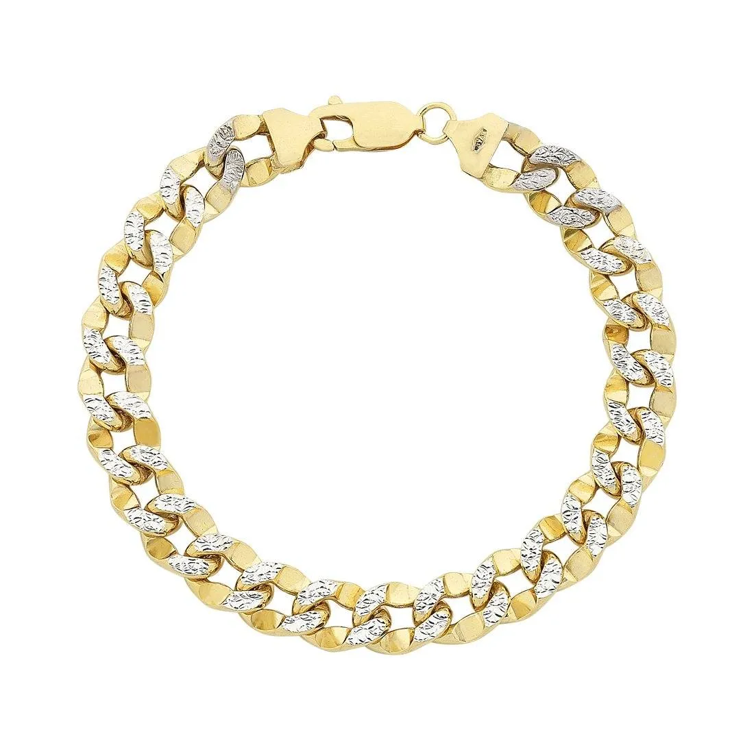 9ct Yellow Gold Two Tone Curb Bracelet
