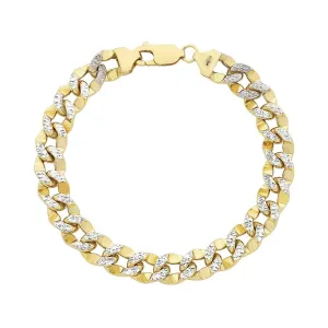 9ct Yellow Gold Two Tone Curb Bracelet