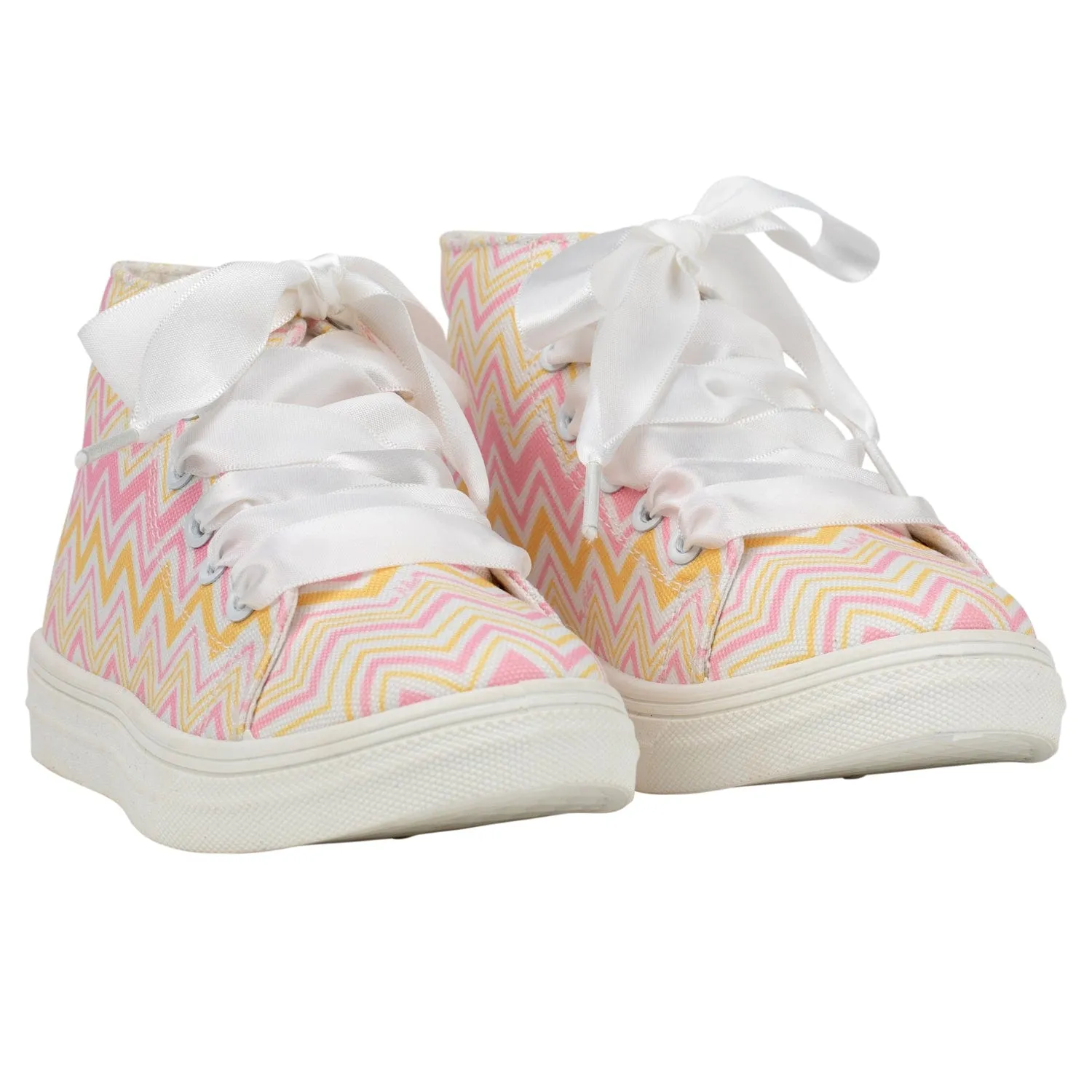 A DEE - Jazzy Chic Chevron Printed Canvas High Top - Pink
