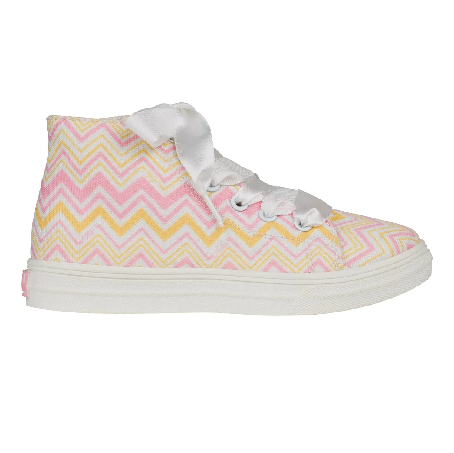 A DEE - Jazzy Chic Chevron Printed Canvas High Top - Pink