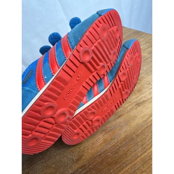 Adidas Dragon Sneakers Kids Size 2 Blue Red White Hook Loop Closure Shoes Retro