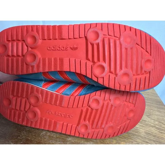 Adidas Dragon Sneakers Kids Size 2 Blue Red White Hook Loop Closure Shoes Retro