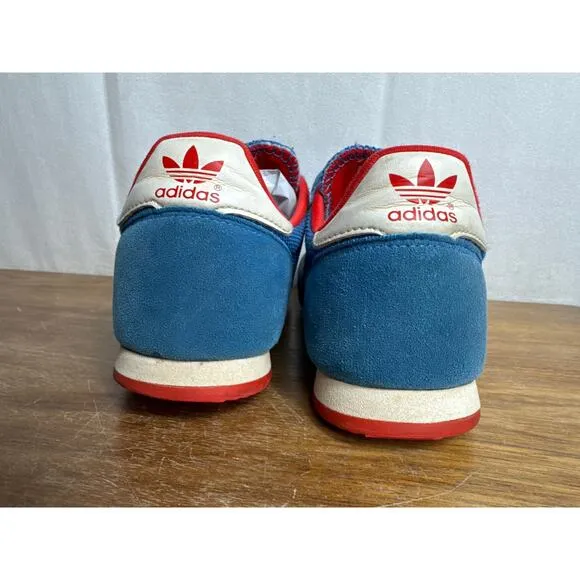 Adidas Dragon Sneakers Kids Size 2 Blue Red White Hook Loop Closure Shoes Retro