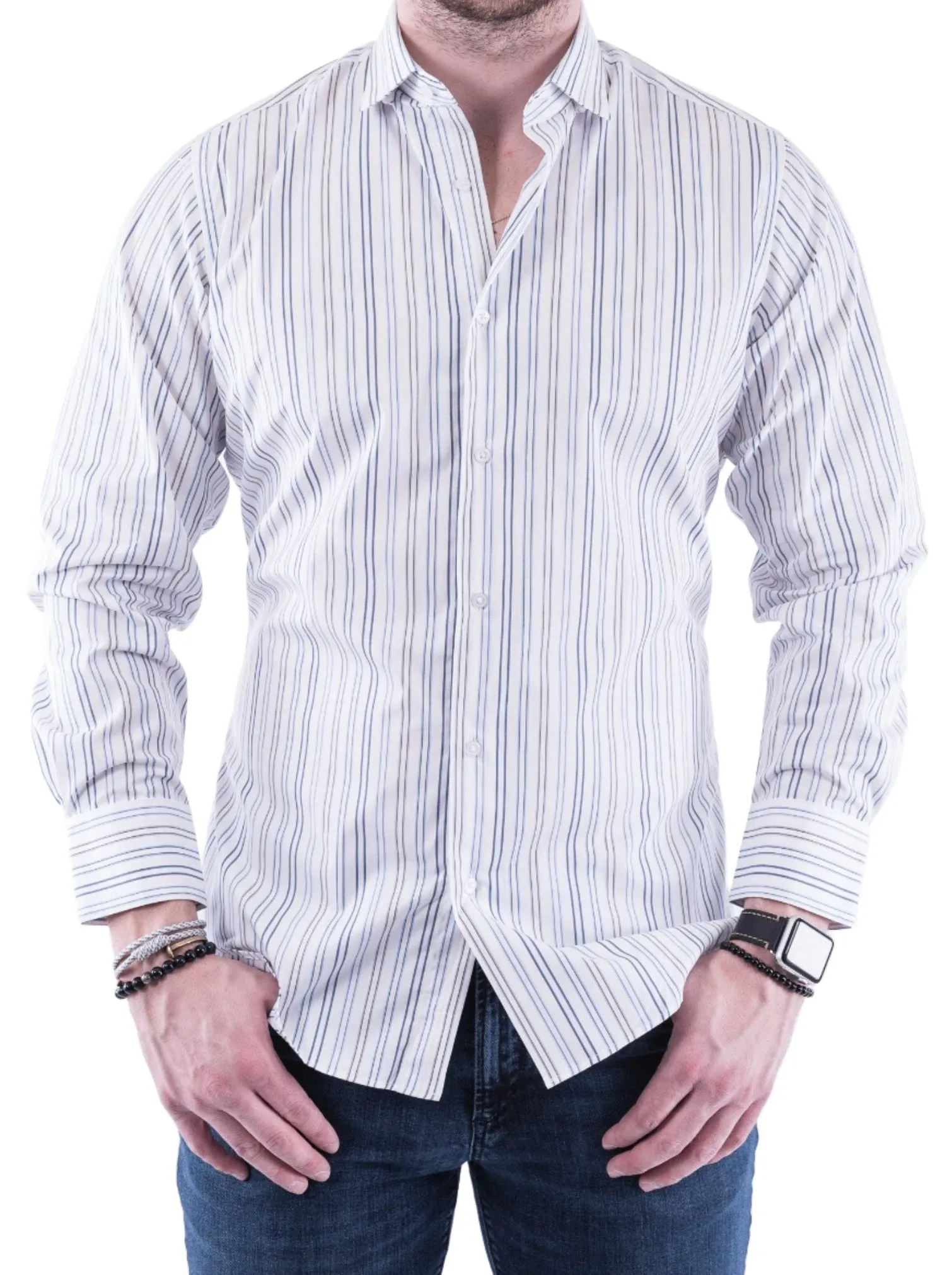 Alberto Zimni Striped Sport Shirt