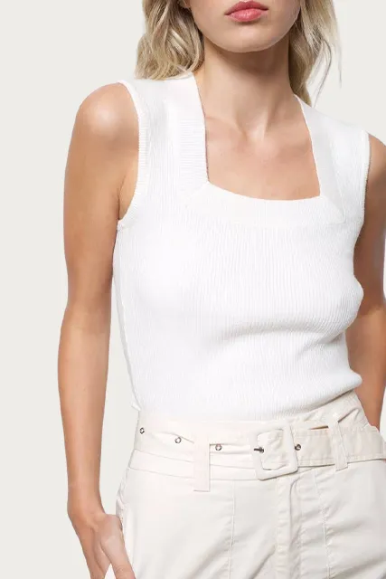 AMARA RIBBED-KNIT SLEEVELESS TOP