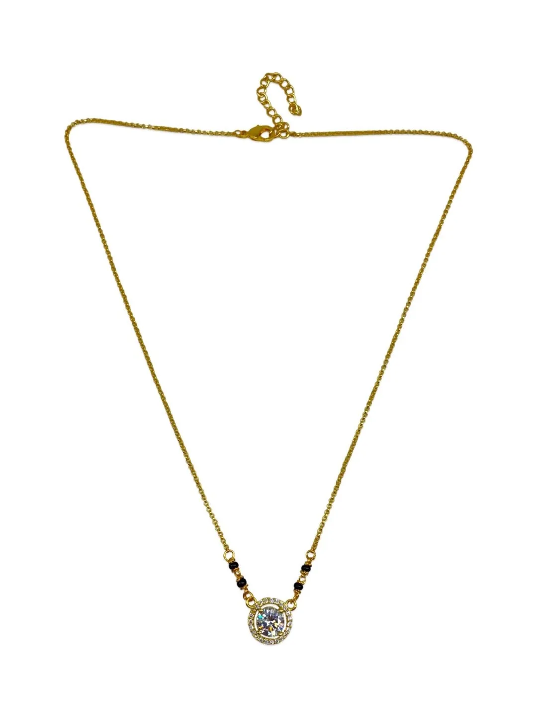 American Diamond Round Pendant Short Mangalsutra Design