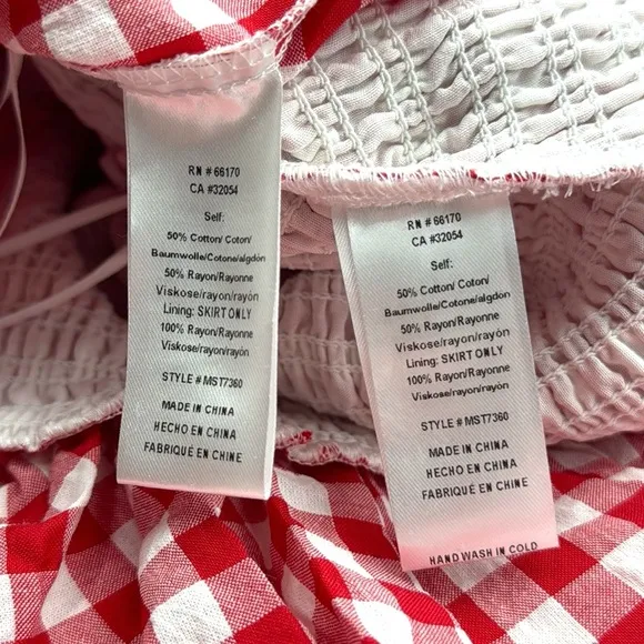 Anthropologie Mable Gingham Smocked Mini Skirt Set Size Small