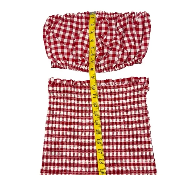 Anthropologie Mable Gingham Smocked Mini Skirt Set Size Small