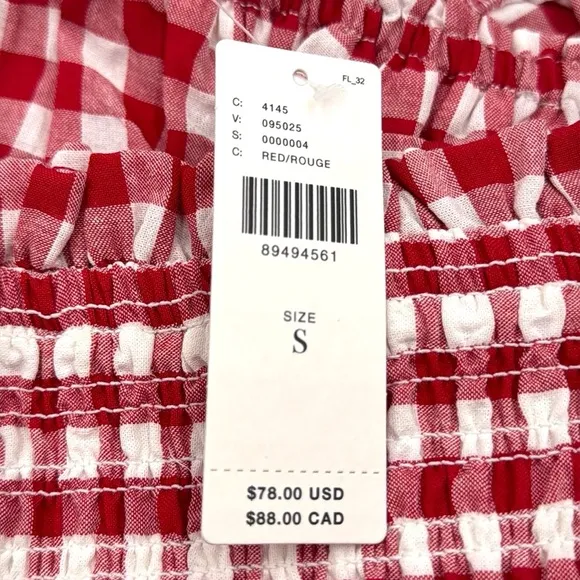 Anthropologie Mable Gingham Smocked Mini Skirt Set Size Small