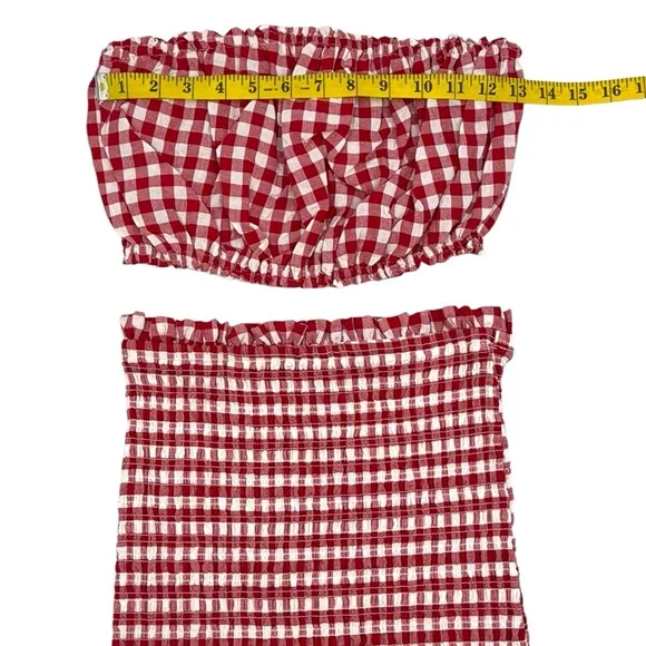 Anthropologie Mable Gingham Smocked Mini Skirt Set Size Small