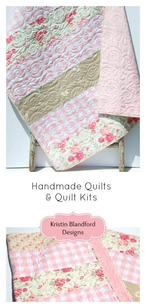 Baby Quilt, Floral Minky Blanket, Farmhouse Plaid, Flower Crib Bedding, Vintage Chic Roses, Handmade Modern Gift
