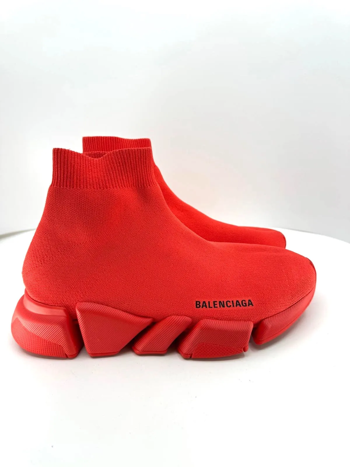 BALENCIAGA LOGO SPEED HIGH SLIP-ON SNEAKERS INTENSE RED