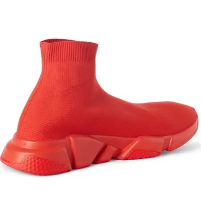 BALENCIAGA LOGO SPEED HIGH SLIP-ON SNEAKERS INTENSE RED