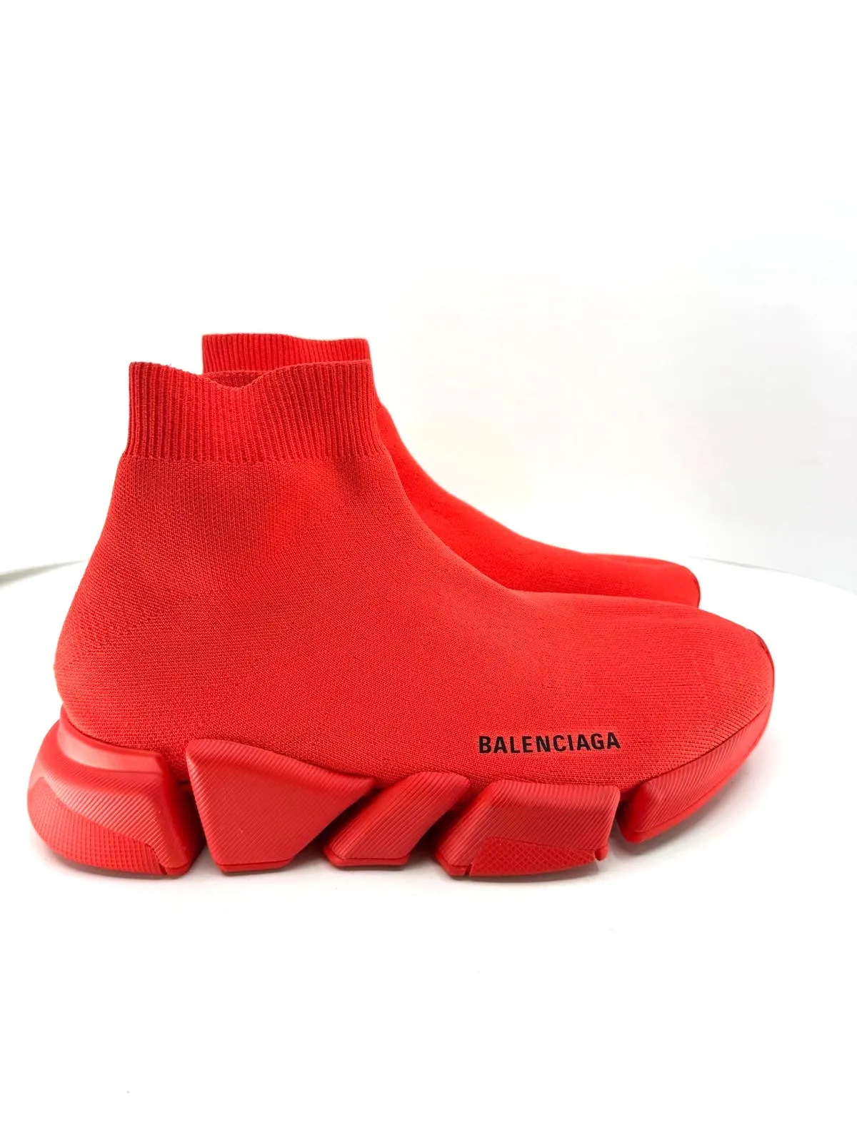 BALENCIAGA LOGO SPEED HIGH SLIP-ON SNEAKERS INTENSE RED