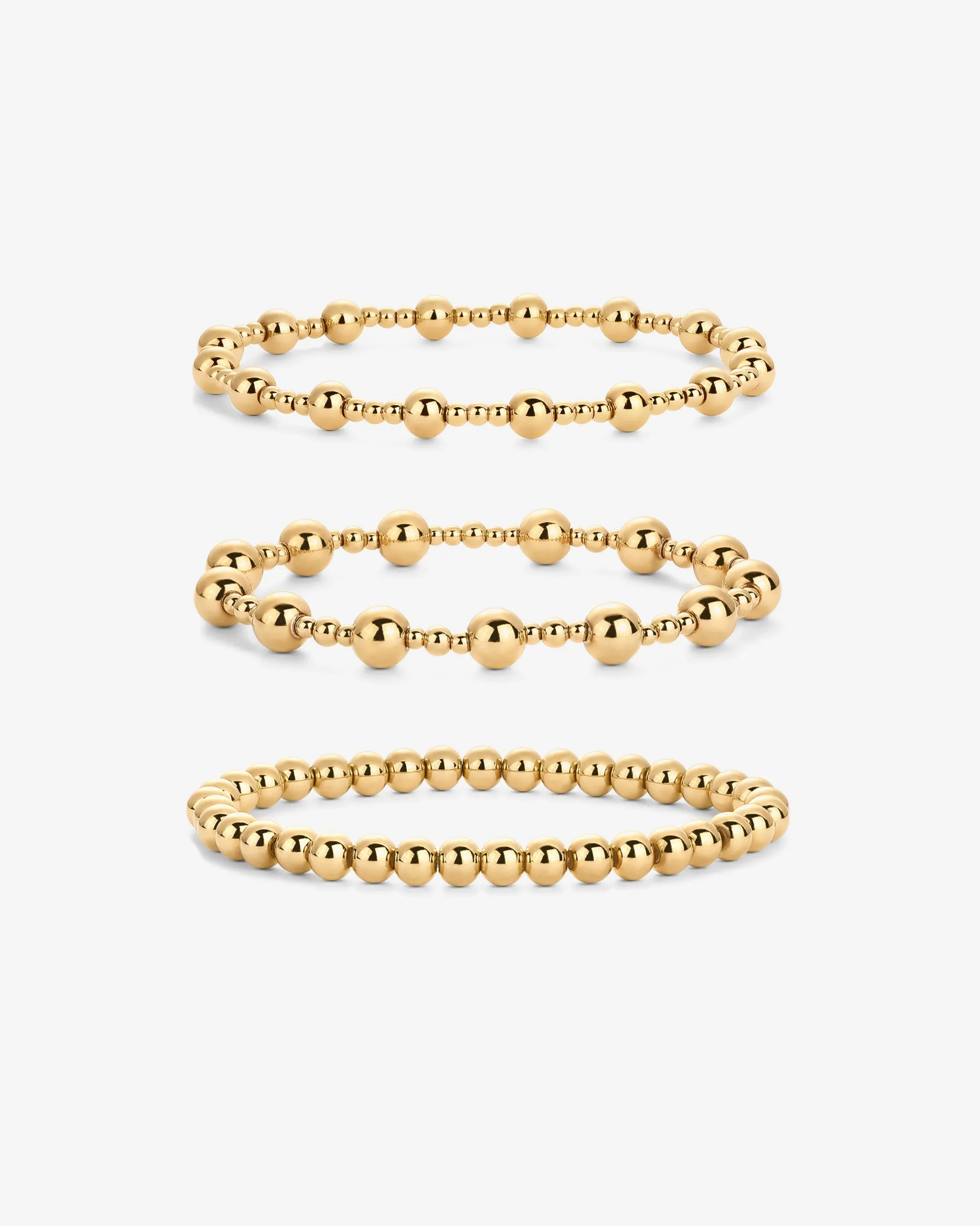 Ball Beaded Bracelet Trio
