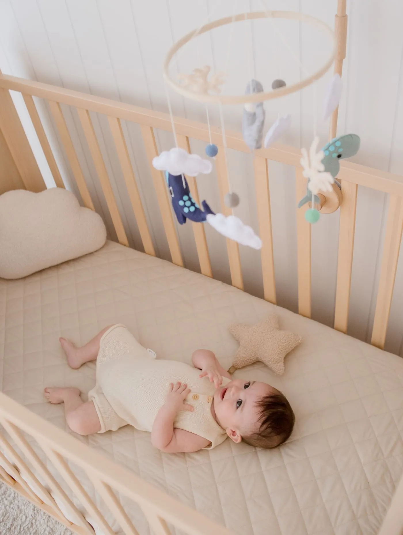 Bambella 2-in-1 Waterproof Cot Sheet & Mattress Protector | Oat