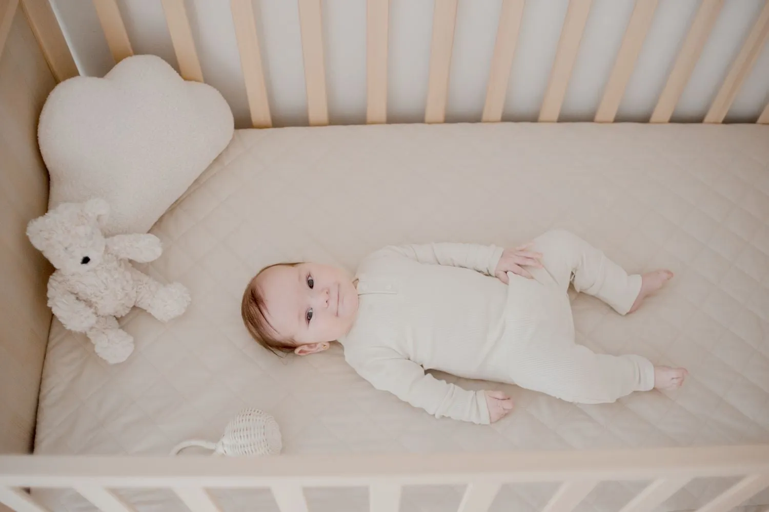 Bambella 2-in-1 Waterproof Cot Sheet & Mattress Protector | Oat