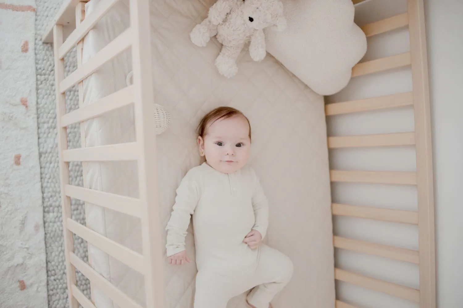Bambella 2-in-1 Waterproof Cot Sheet & Mattress Protector | Oat