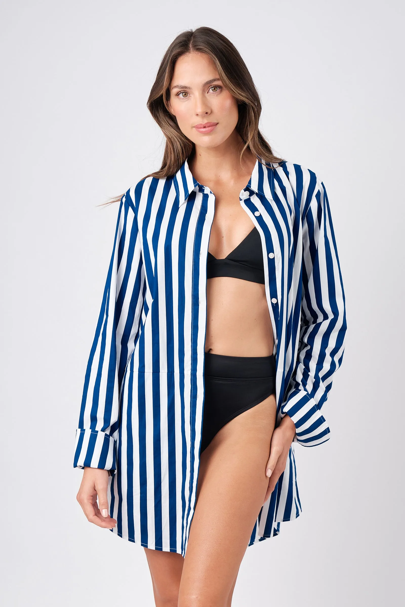 Beach Shirt Dress HAMPTONS STRIPE NAVY