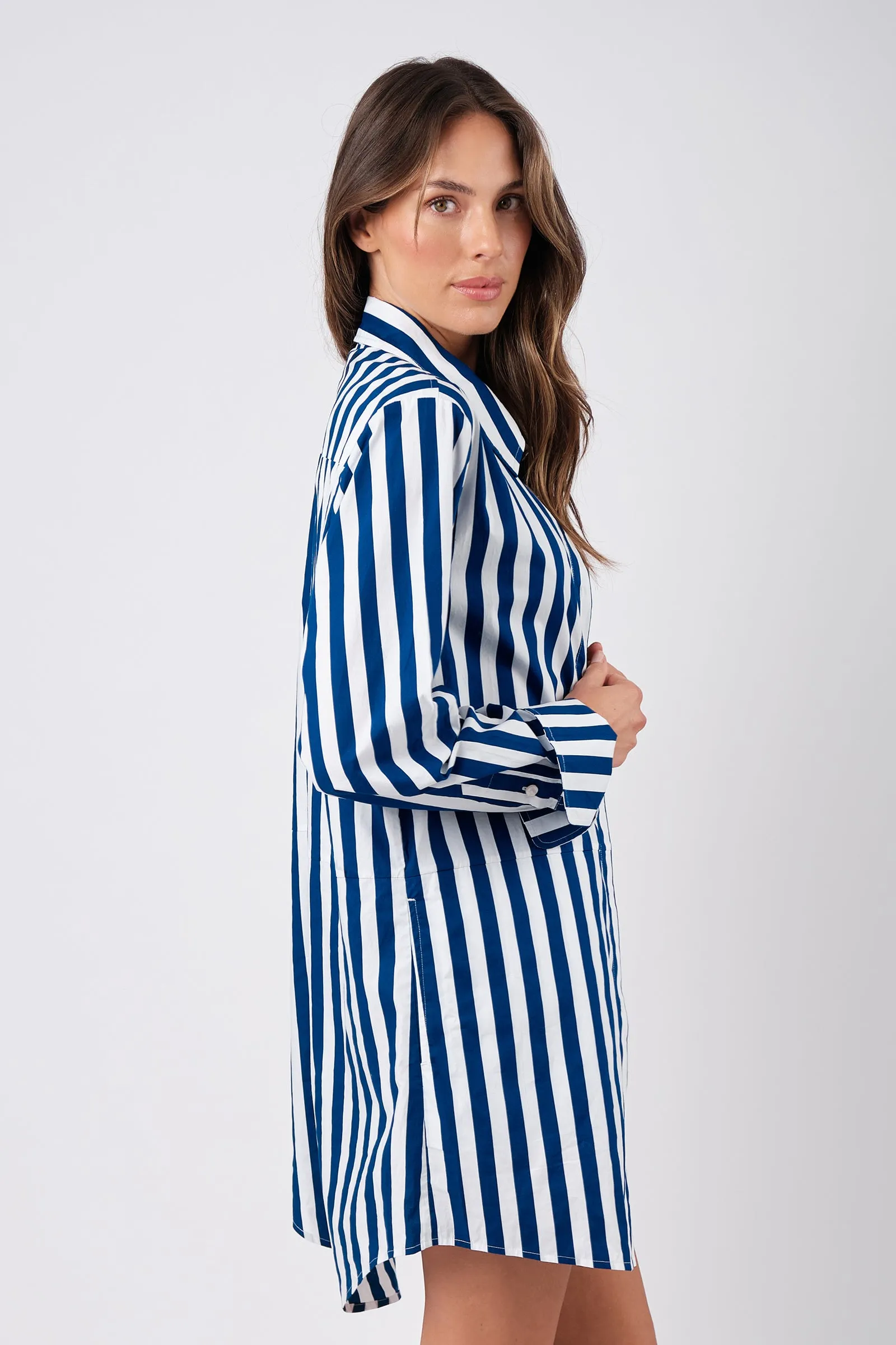 Beach Shirt Dress HAMPTONS STRIPE NAVY