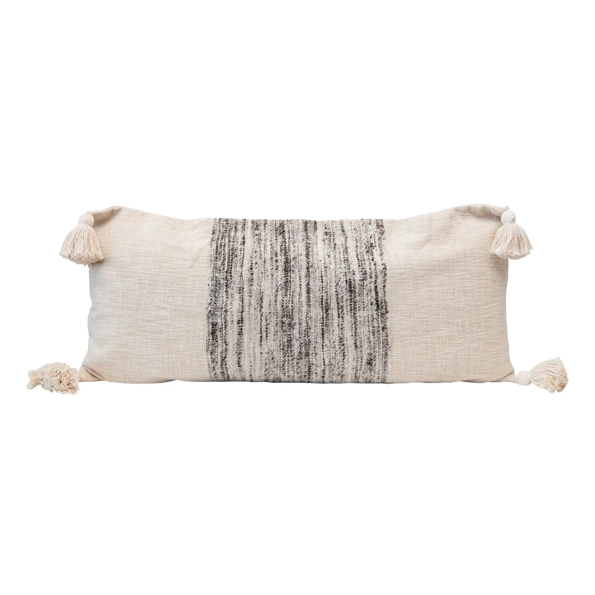 BLACK LINE STRIPE COTTON LUMBAR PILLOW