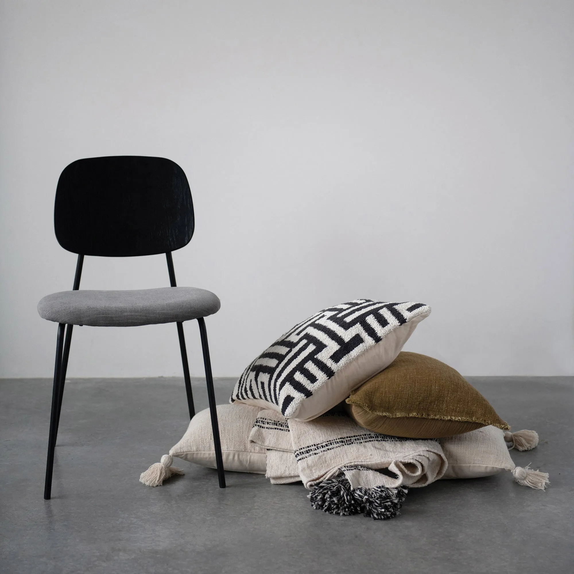 BLACK LINE STRIPE COTTON LUMBAR PILLOW