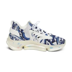 Blue Majolica Collection Women's Mesh Sneakers-Design Margo Makaroff- Personalization Available