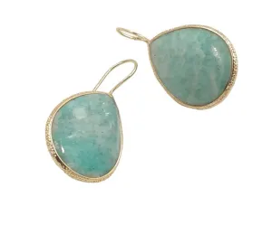 Boho & Mala Amazonite Natural Stone Gold Plated Drop Earrings