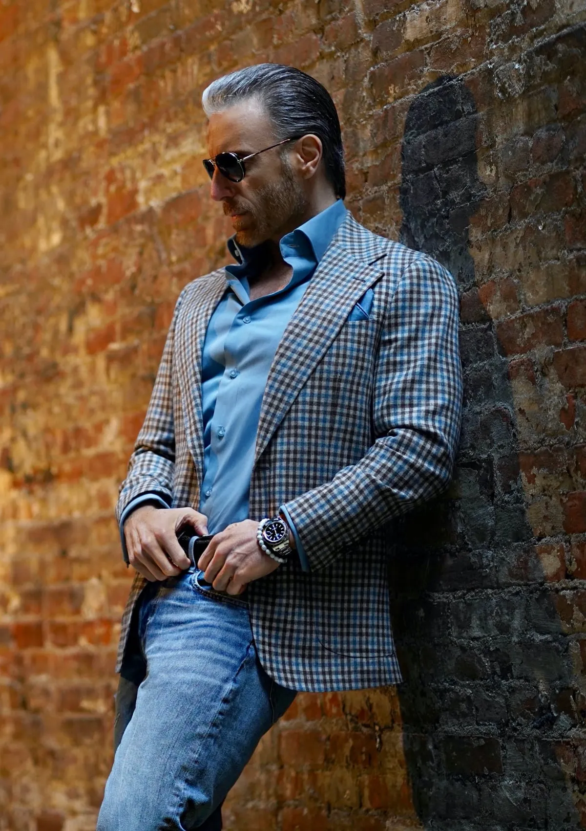 Brown & Baby Blue Tattersall Jacket