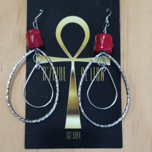 Chaka Red Coral Teardrop Earrings