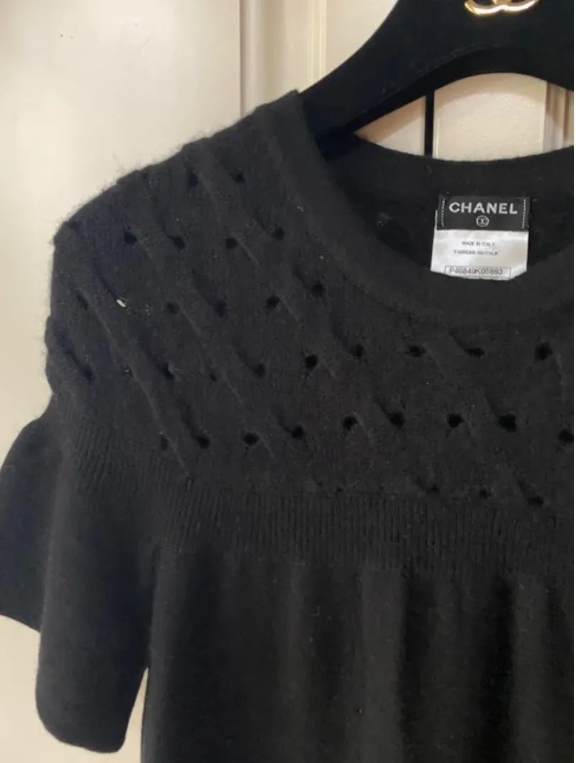 Chanel Short Sleeve Wool Sweater Slip on Dress