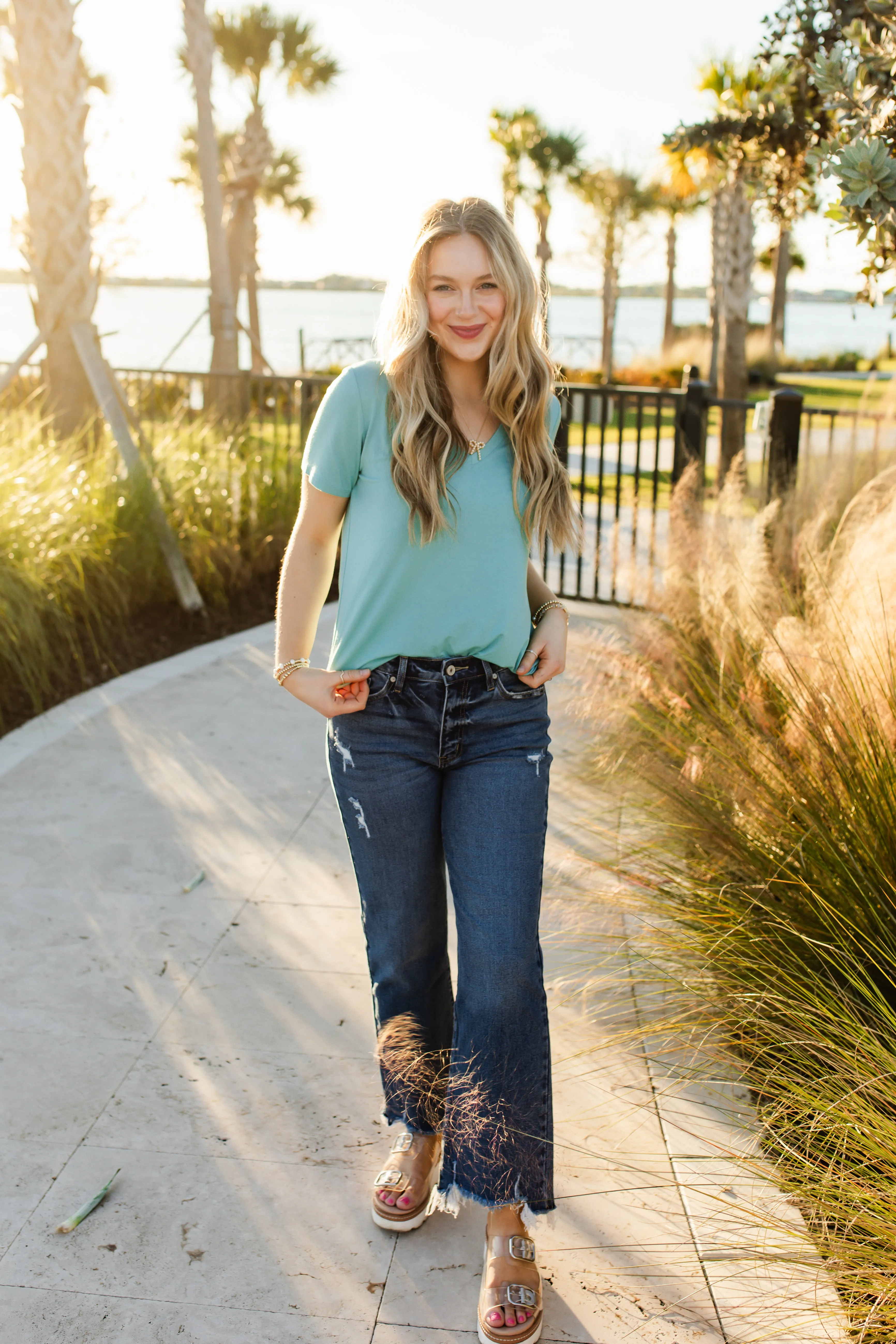 charlie tee in aqua