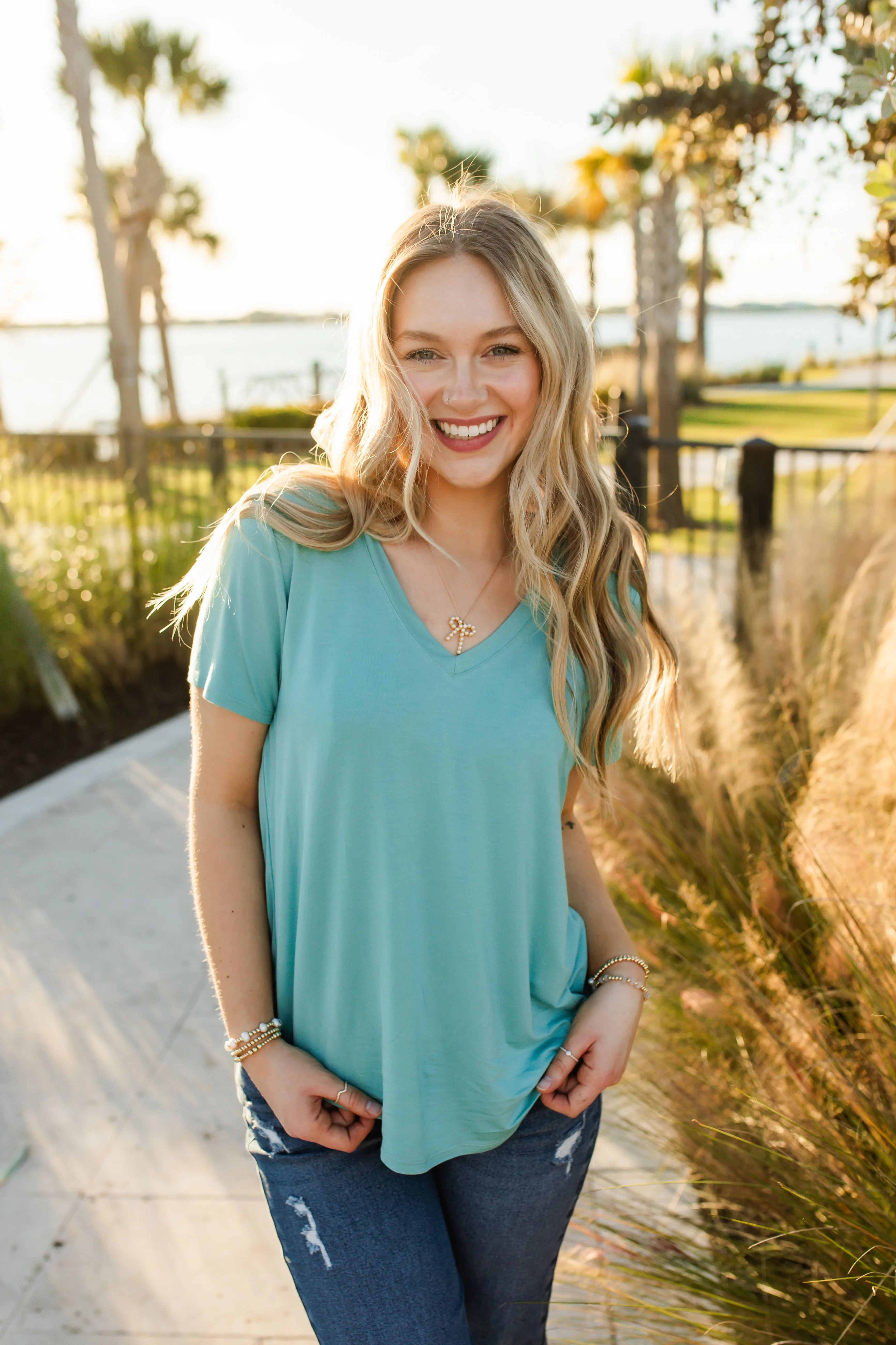 charlie tee in aqua