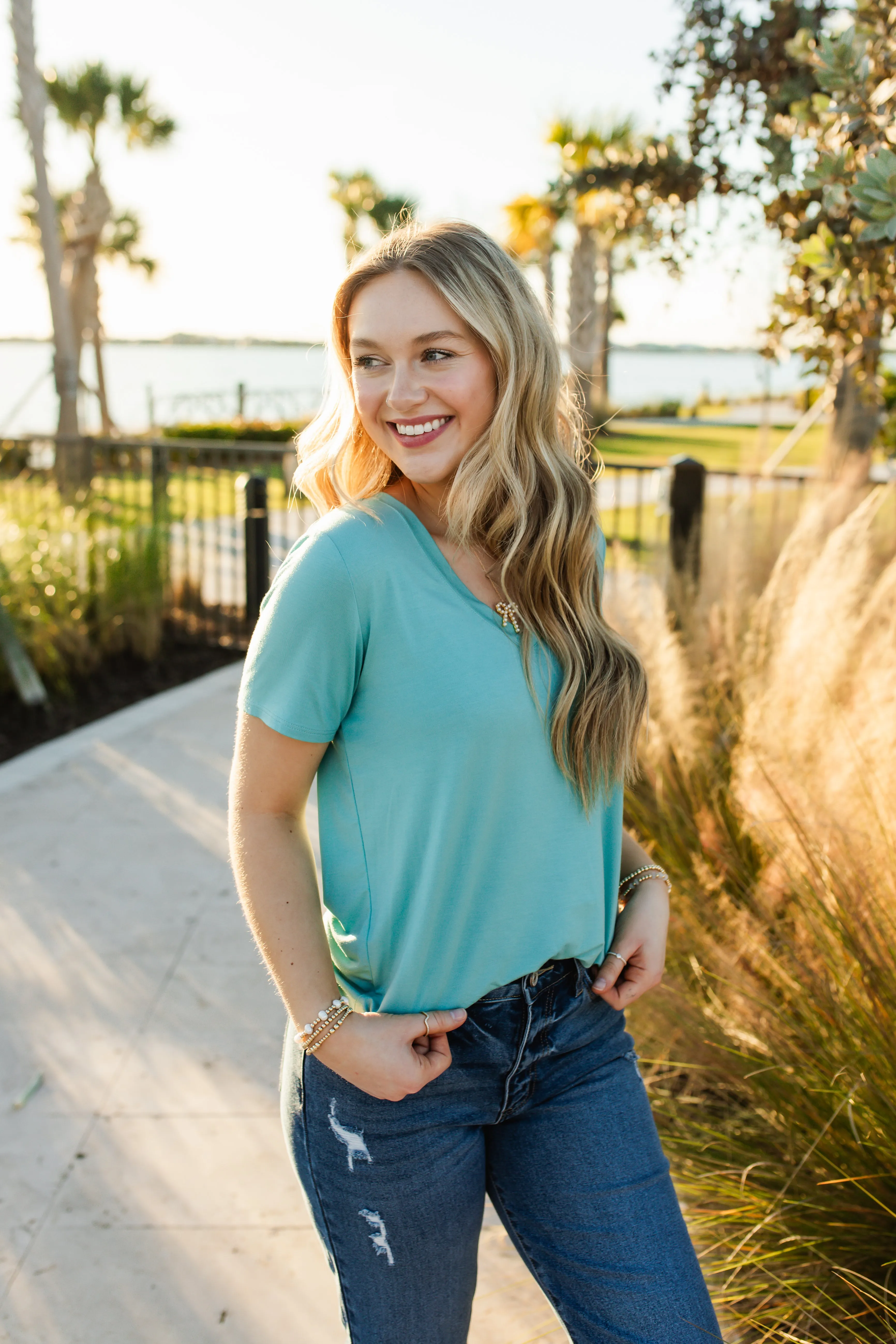 charlie tee in aqua