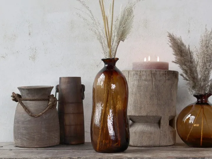 Chic Antique Vase/ Flaske i Brun Glas