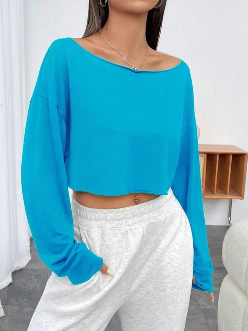 Chic Boat Neck Drop Shoulder Tee