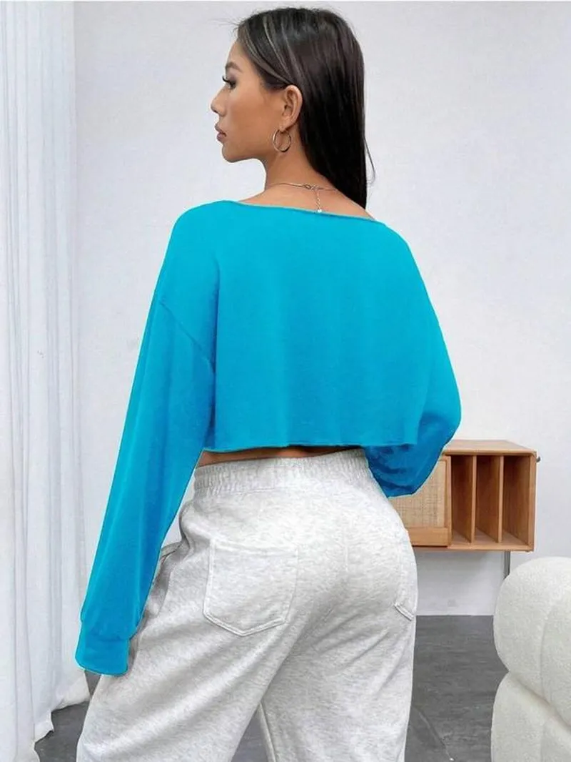 Chic Boat Neck Drop Shoulder Tee